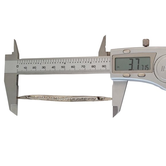 Silver Tone Clear Rhinestone Art Deco Arched Bar Pin, M613 - Picture 7 of 8